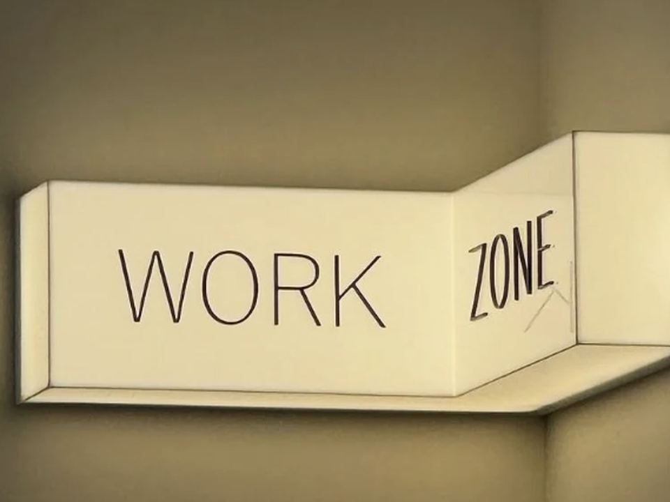 Work zone sign at YOUNG Studio