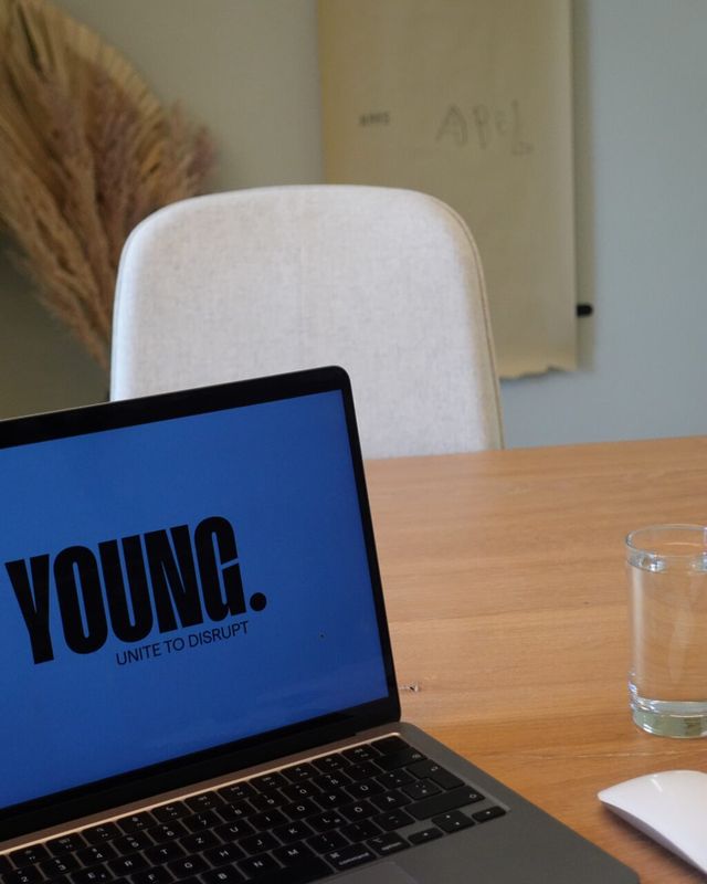 Laptop showing the YOUNG brand